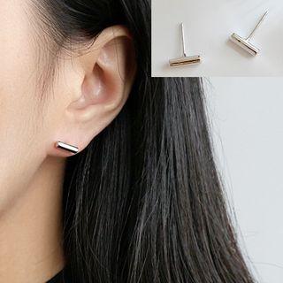 925 Sterling Silver Cylinder Stud Earring As Shown In Figure - One Size