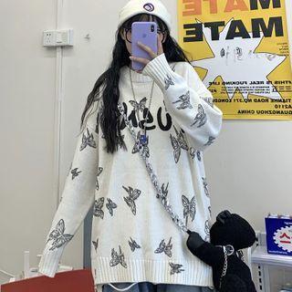 Couple Matching Butterfly Print Sweater