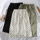 Elastic-waist Dotted Midi Skirt