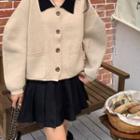 Button-up Knit Jacket / Pleated Skirt