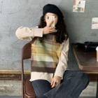 Plaid Knit Vest Coffee - One Size