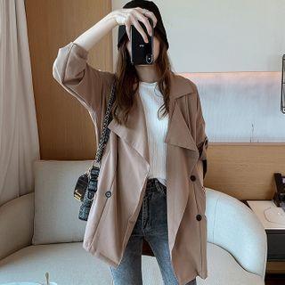 Roll-tab Sleeve Double Breasted Coat