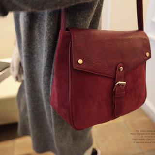 Faux Leather Buckled Shoulder Bag