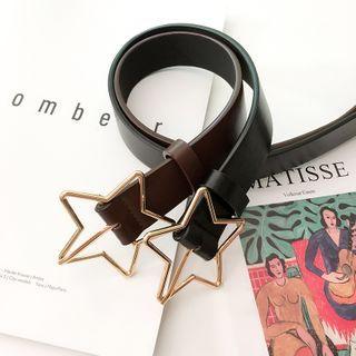 Faux Leather Star Buckle Belt