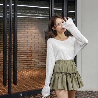 Extra Long-sleeve Linen Blend T-shirt
