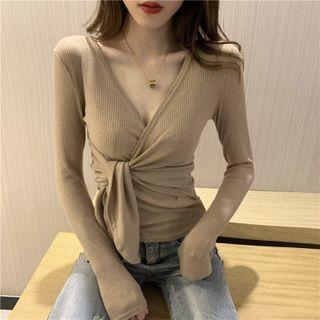 V-neck Knotted Plain Top