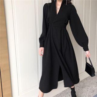 Long-sleeve Plain Corset Dress