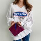 V-neck Drop-shoulder Letter Sweatshirt