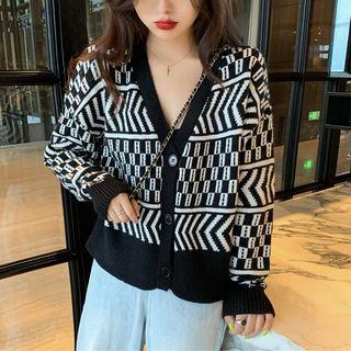 Jacquard Cardigan Black & White - One Size