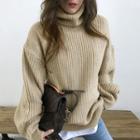 Turtleneck Loose-fit Ribbed Sweater