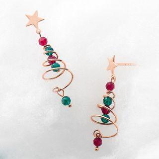 Swirl Christmas Tree Sterling Silver Dangle Earring