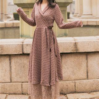 Patterned Lace Hem Maxi Knit Dress