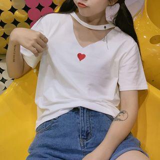 Heart Cutout Short-sleeve Top