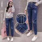 Gather-cuff Tapered Jeans