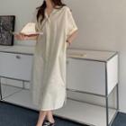 Short-sleeve Shift Shirtdress Almond - One Size