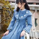 Embroidered Single Breasted Coat Dress