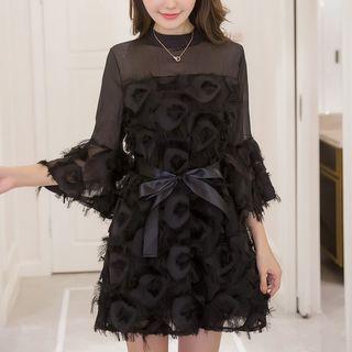 Bell Long-sleeve Chiffon Dress