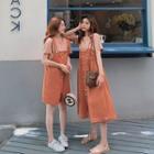 Plain Short-sleeve T-shirt / Jumper Shorts / Midi Suspender Skirt / Set