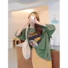 Printed Slit-side Boxy T-shirt