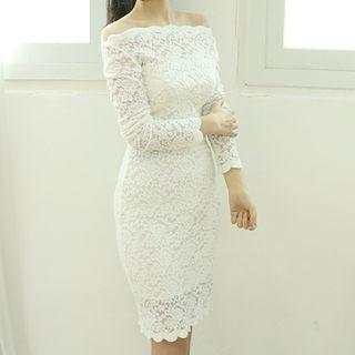 Off-shoulder Laced Sheath Dress