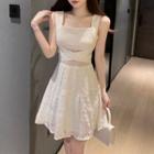 Wide Strap Lace Cutout-back Mini A-line Dress