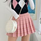 Pintuck Plaid Mini Tennis Skirt