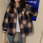 Plaid Buttoned Jacket Plaid - Dark Blue & Yellow - One Size