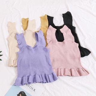 Lightweight Ruffled-trim Knit Vest