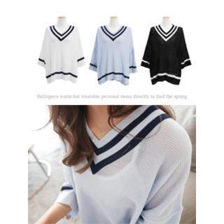 V-neck 3/4-sleeve Knit Top