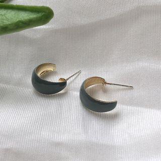Glaze Open Hoop Earring 1 Pair - Silver Earrings - Gray - One Size