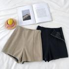 Plain Zip High-waist A-line Shorts
