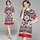 Short-sleeve Jacquard Shirt Dress