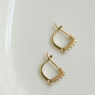 Faux Pearl Sterling Silver Hoop Earring