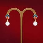 Cloud Faux Gemstone Sterling Silver Dangle Earring 1 Pair - Blue & Red & White - One Size