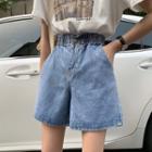Washed Wide-leg Denim Shorts As Shown In Figure - One Size