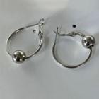 Alloy Bead Hoop Earring 1 Pair - E21a - Earring - Silver - One Size
