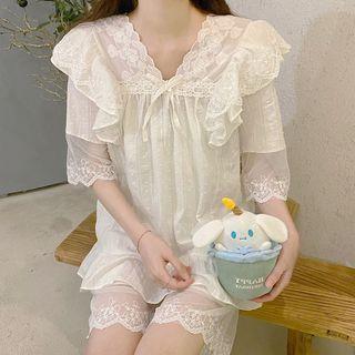 Lace Trim Loungewear Top / Shorts / Dress / Set