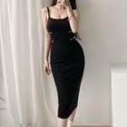 Spaghetti Strap Zip-accent Sheath Dress