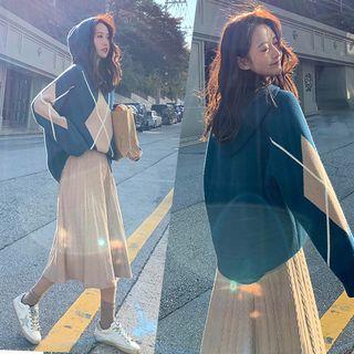 Argyle Hoodie / Midi Skirt / Set