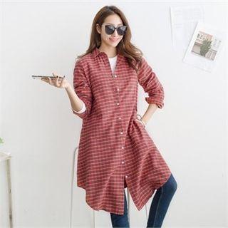 Long-sleeve Checked Shirtdress