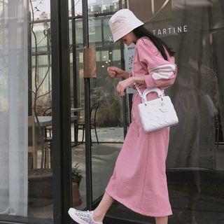 Contrast-trim Drawstring-waist Hoodie Dress