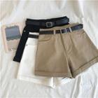 Plain Roll-up Shorts With Belt