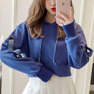 Cropped Perforated Hoodie