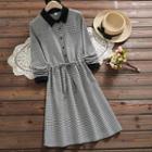 Long-sleeve Houndstooth Shirtdress