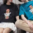 Couple Matching Elbow-sleeve Burger Printed T-shirt