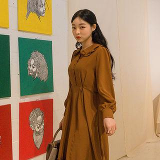 Flounced A-line Long Shirtdress