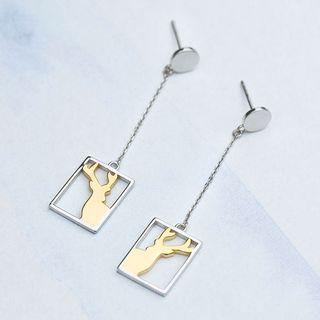 925 Sterling Silver Deer Dangle Earring 1 Pair - As Shown In Figure - One Size
