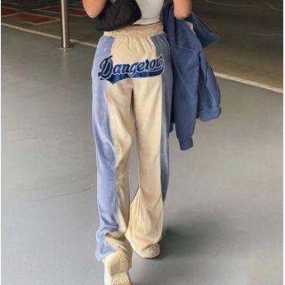 Lettering Print Two-tone Sweatpants