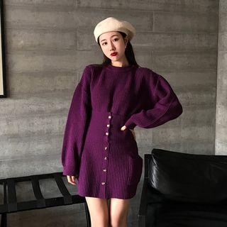 Set: Sweater + Knit Mini Skirt Purple - One Size