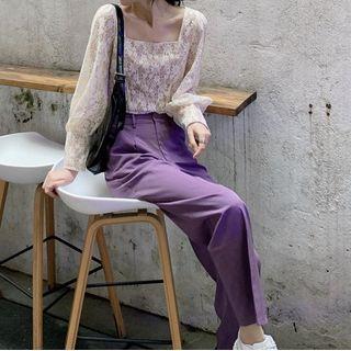 Straight Fit Pants / Lace Top